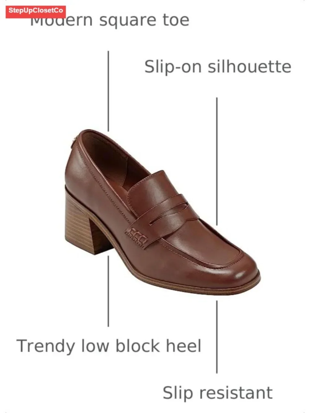 Marc Fisher Women's Mocc-On Loafers Square Toe Low Block Heel